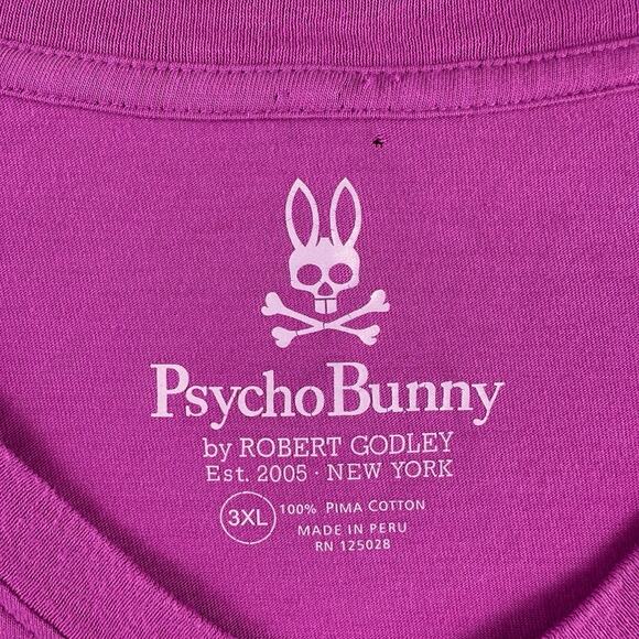 Psycho Bunny Pink Mens 3XL Classic V-Neck T-shirt Plum Ice Purple Robert Godley - Picture 4 of 11